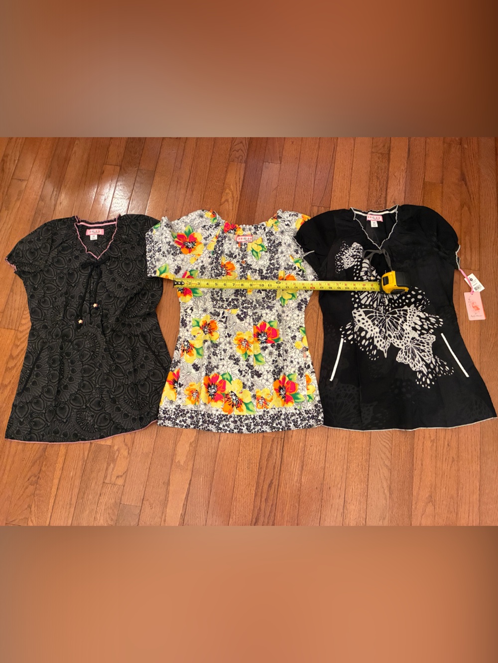 Koi Women's Scrub Tops Lot of 3, Size XS Mix of Black Flowers and Butterflies
